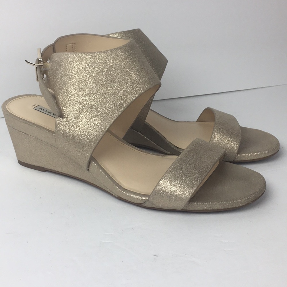 Alex Marie Spark Glittery Gold Strappy Wedges 10